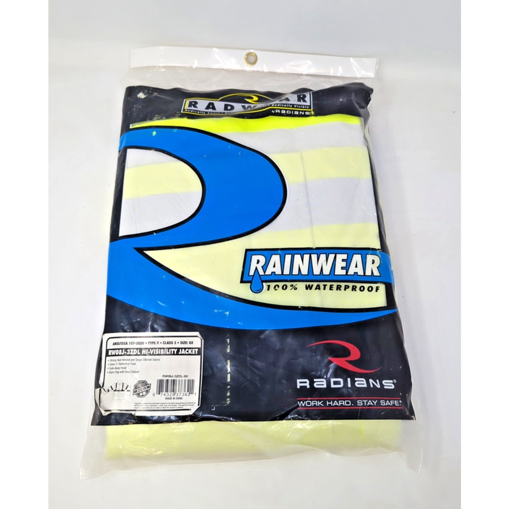 Radians RW08J-3ZDL-6X Rainwear/High Visibility Rainwear Lime - Size 6X class 3